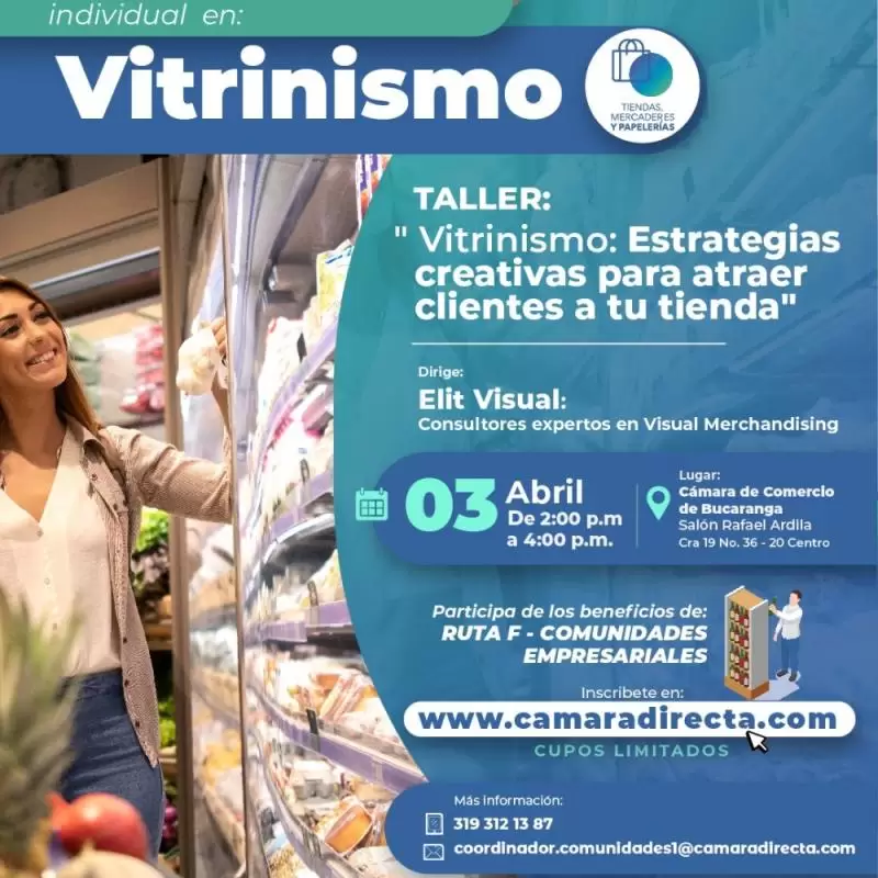 ¡Atención tenderos Ruta F!🚀 Capacítate con la Cámara de Comercio de Bucaramanga