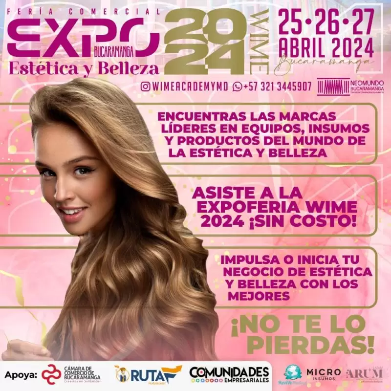 ✨ ¡Descubre las últimas tendencias en belleza y bienestar en la Feria Comercial Expo Bucaramanga Estética y Belleza 2024 WIME!✨
