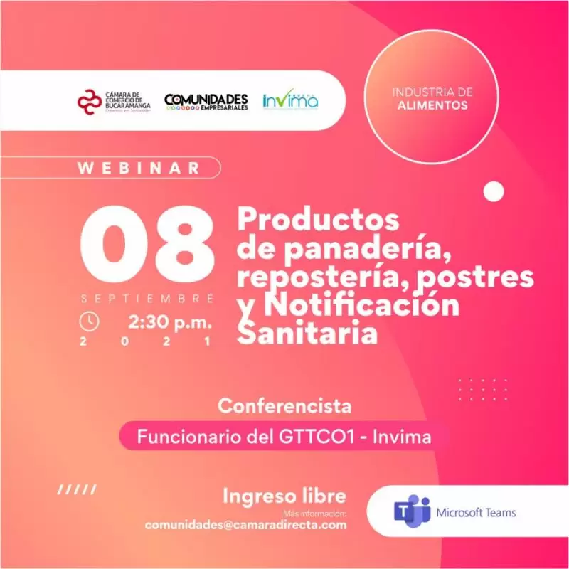 Productos de panadería, repostería, postres y notificación sanitaria