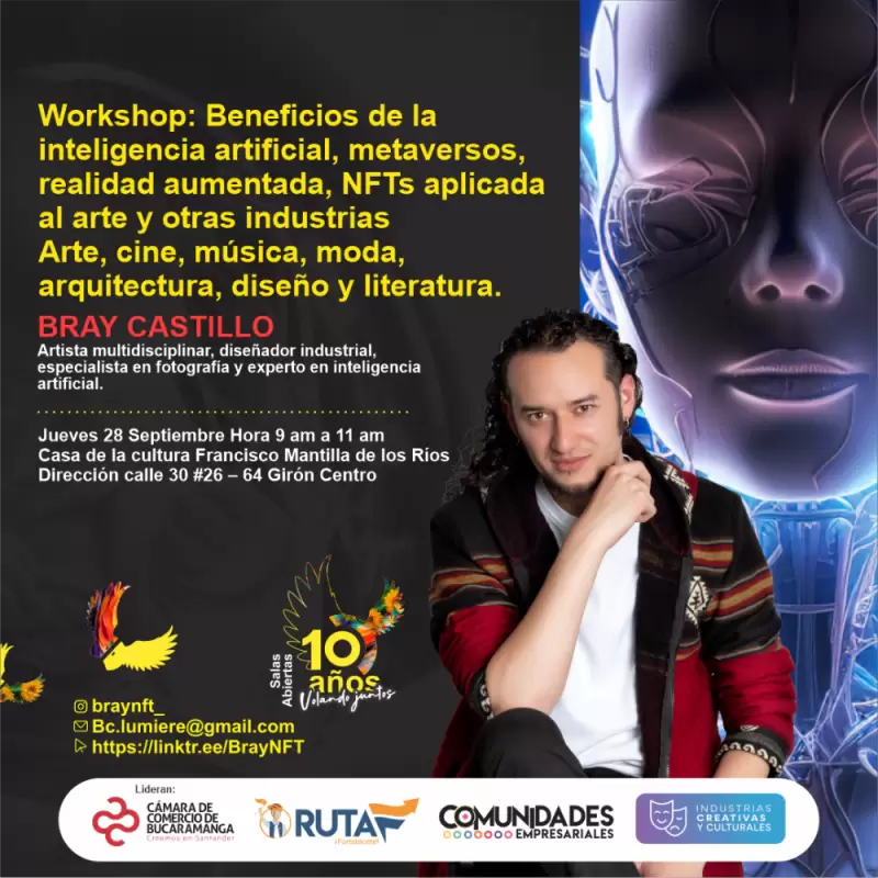 Workshop: Beneficios de la Inteligencia Artificial, metaversos, realidad aumentada, NTFs aplicada al arte y otras industrias