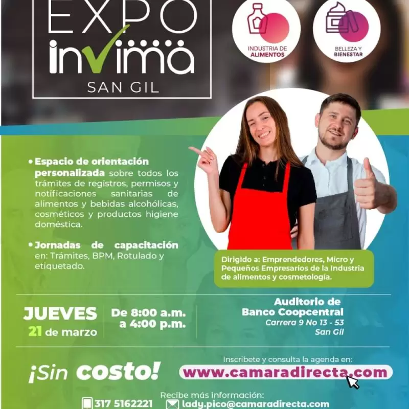 🚀 ¡Prepárate para EXPO INVIMA San Gil, dirigido a todos nuestros empresarios del sur de Santander!🚀
