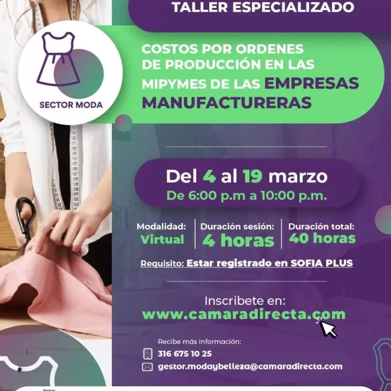 Taller especializado: Costos por órdenes de producción en las MIPYMES de las Empresas Manufactureras👖🧵