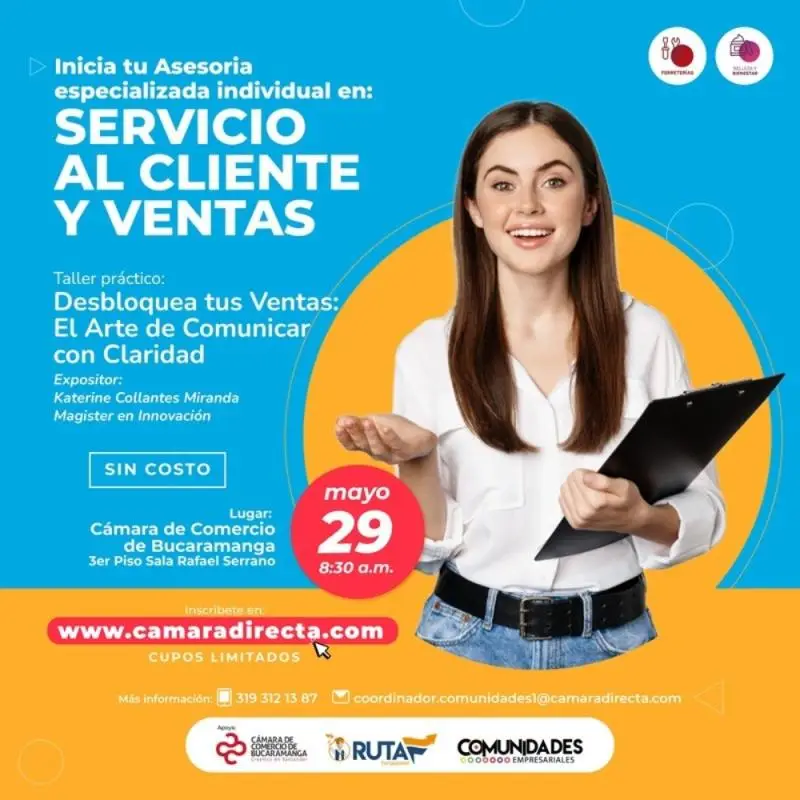 Taller práctico: Servicio al Cliente y ventas  “Desbloquea tus ventas: El arte de comunicar con claridad"